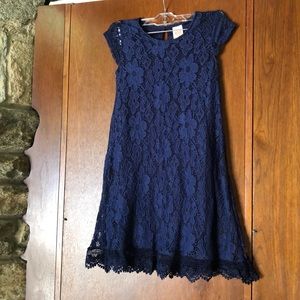 Girls navy blue lace dress